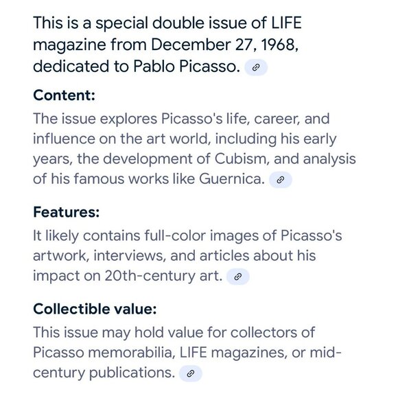 Vintage Life Magazine Special Double Issue Featuring Pablo Picasso December 1968 - Picture 14 of 15